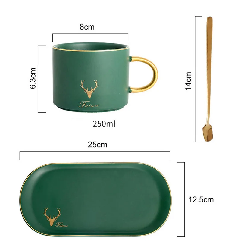 Рождественская чашка керамические кофейные чашки с золотым ободком наборы милых