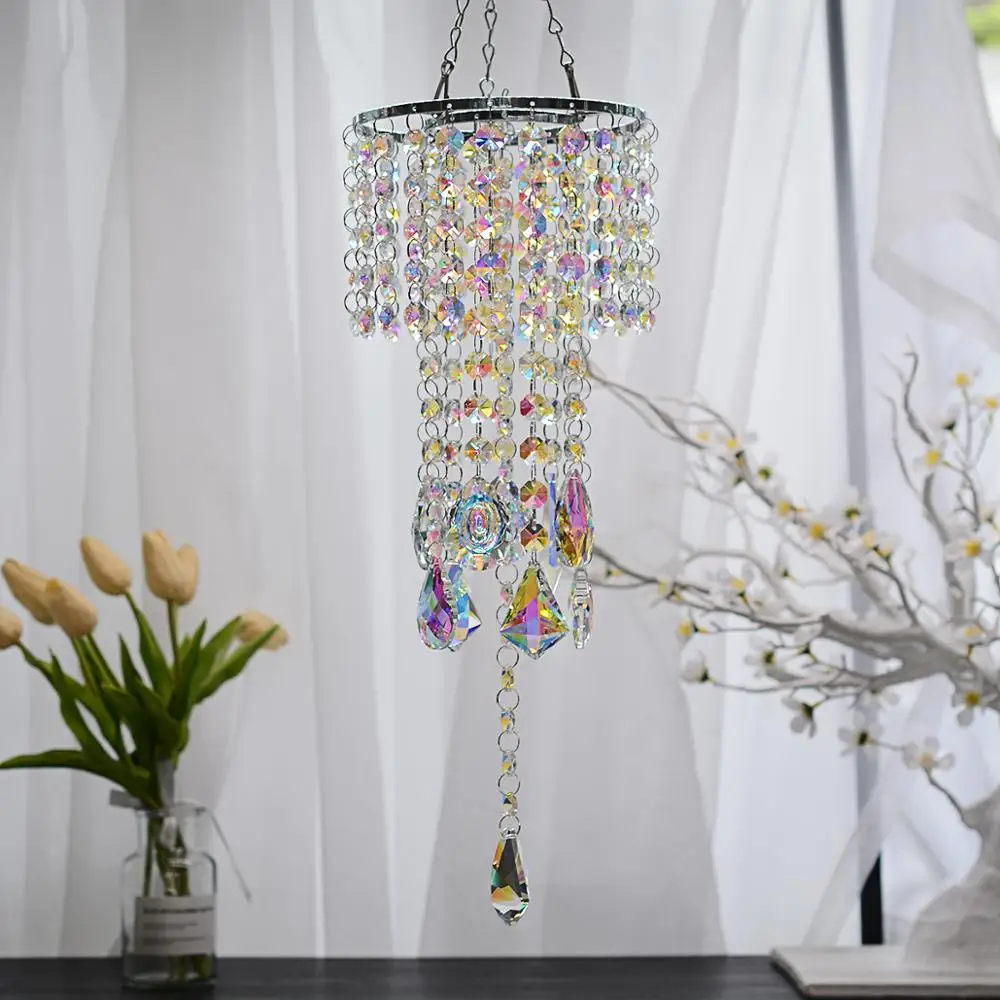Ship From UK AB Crystal Prisms Window Hanging Suncatcher Wind Chime Ornament Rainbow Maker Home Garden Decoration | Дом и сад