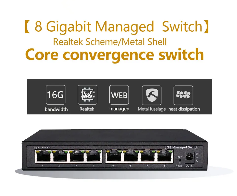 8 Порты и разъёмы гигабитный управляемый коммутатор управляемый Ethernet-коммутатор с 8 Порты и разъёмы 10/100/1000 м VLAN