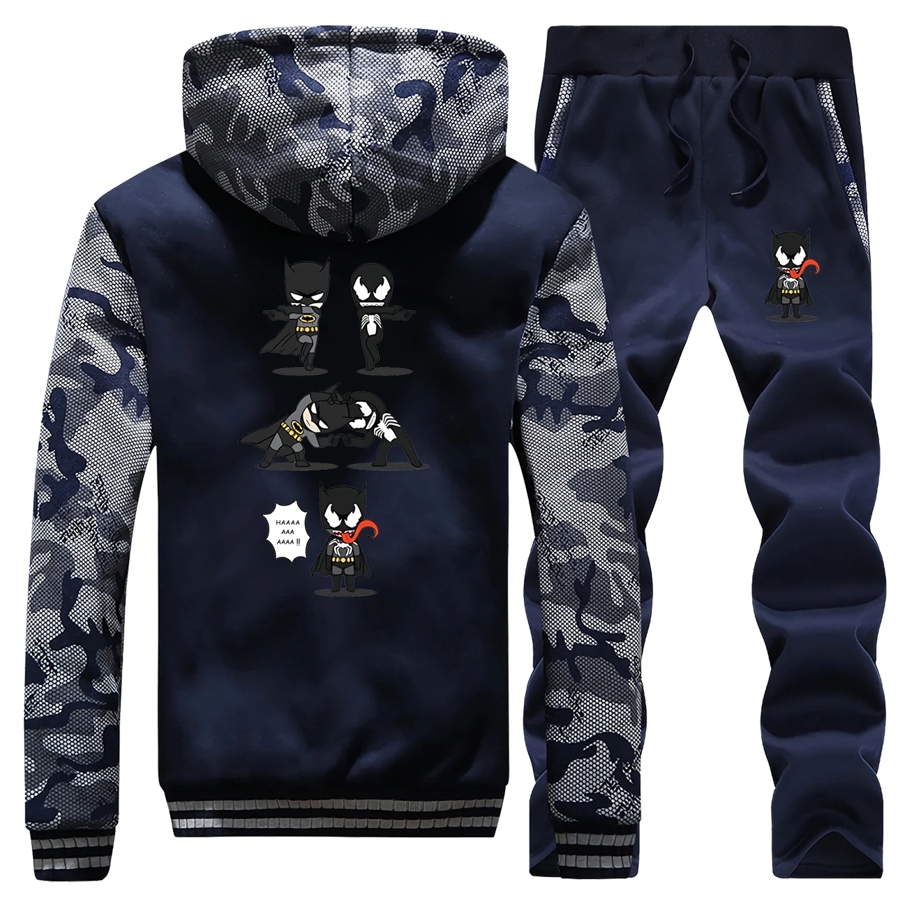 Мужской брючный костюм с капюшоном Venom толстый Камуфляжный спортивный Толстовка