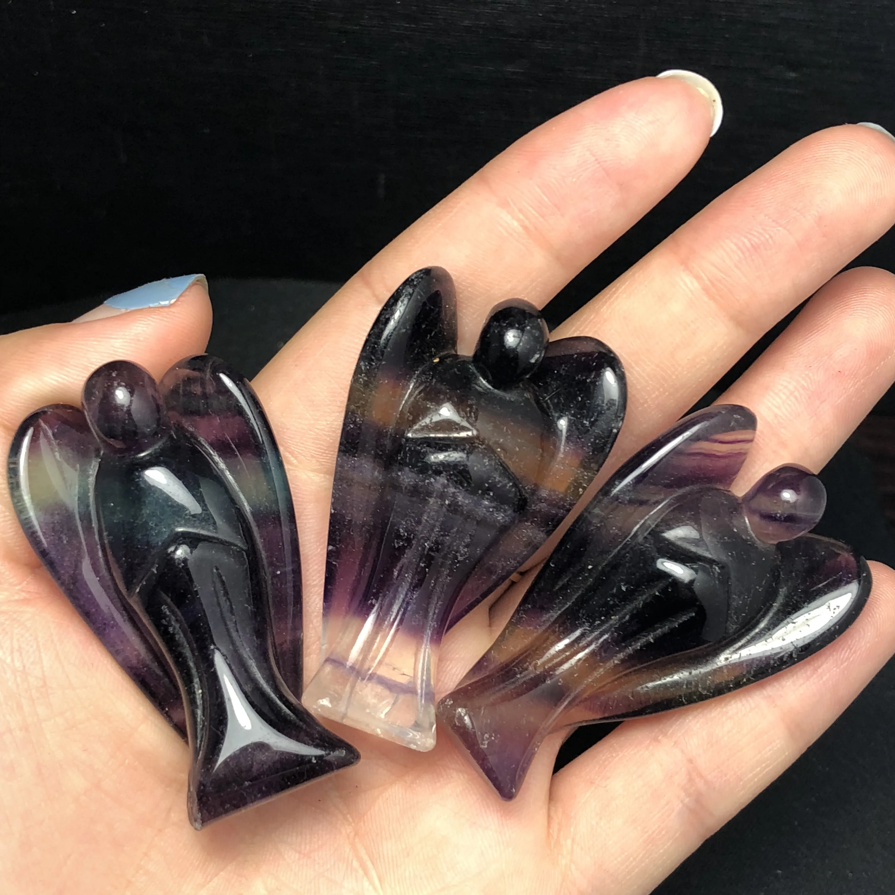

1Pcs Natural fluorite crystal carved angel, super reiki healing beautiful crafts