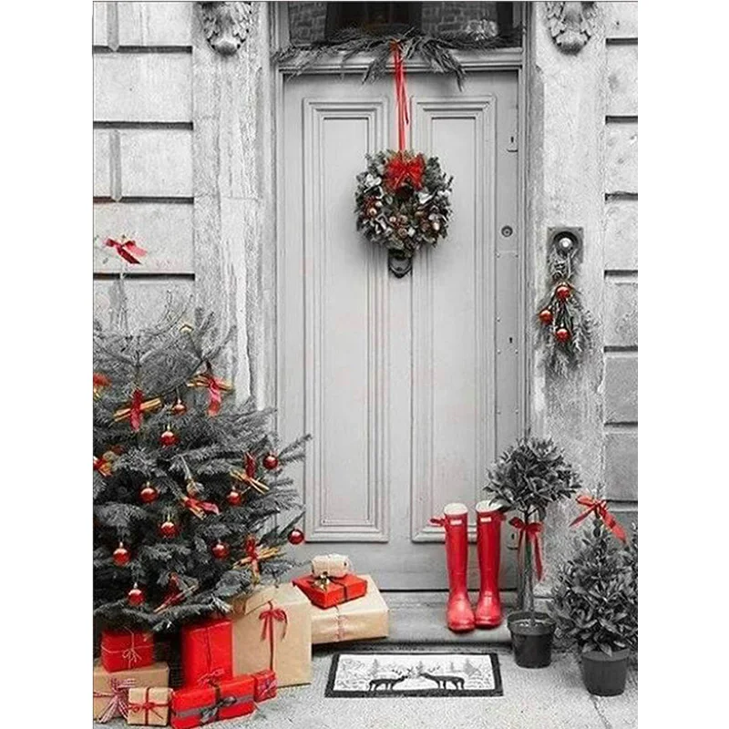 

5D DIY Diamond Painting Full Round Bead Embroidery Christmas Gate Diamond Mosaic Rhinestone Picture Cross Stitch Christmas Decor