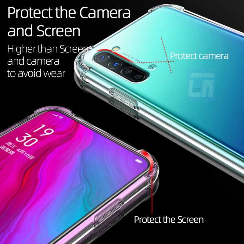 Чехол для OPPO Reno 5 4 3 Pro Find X2 X3 Neo A5 A9 2020 прозрачный чехол с подушкой безопасности Realme
