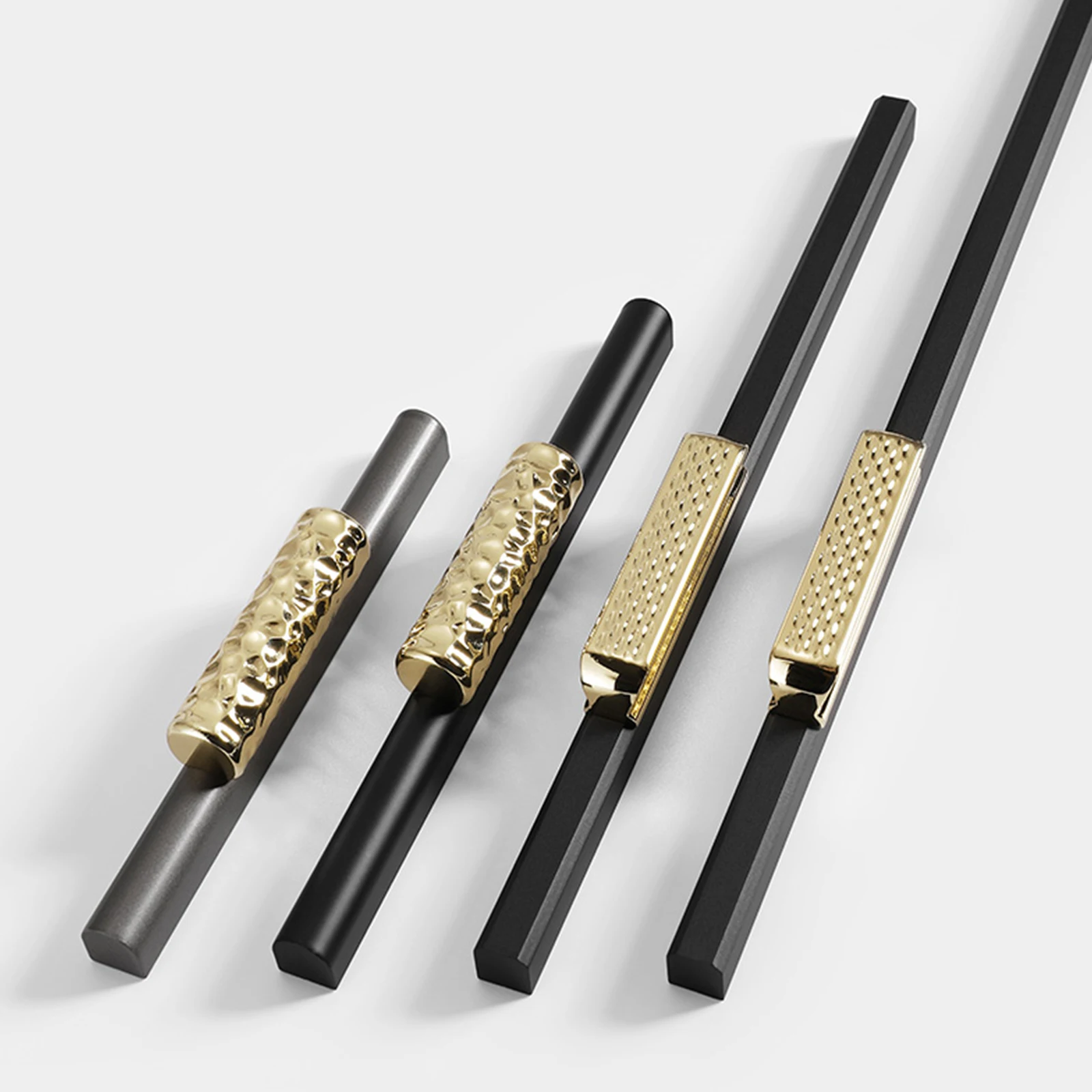 

1Pc Creative Modern Zinc alloy&Aluminum Alloy Black And Golden Long Handle Wardrobe Door Drawer Cabinet Pull Furniture Hardware