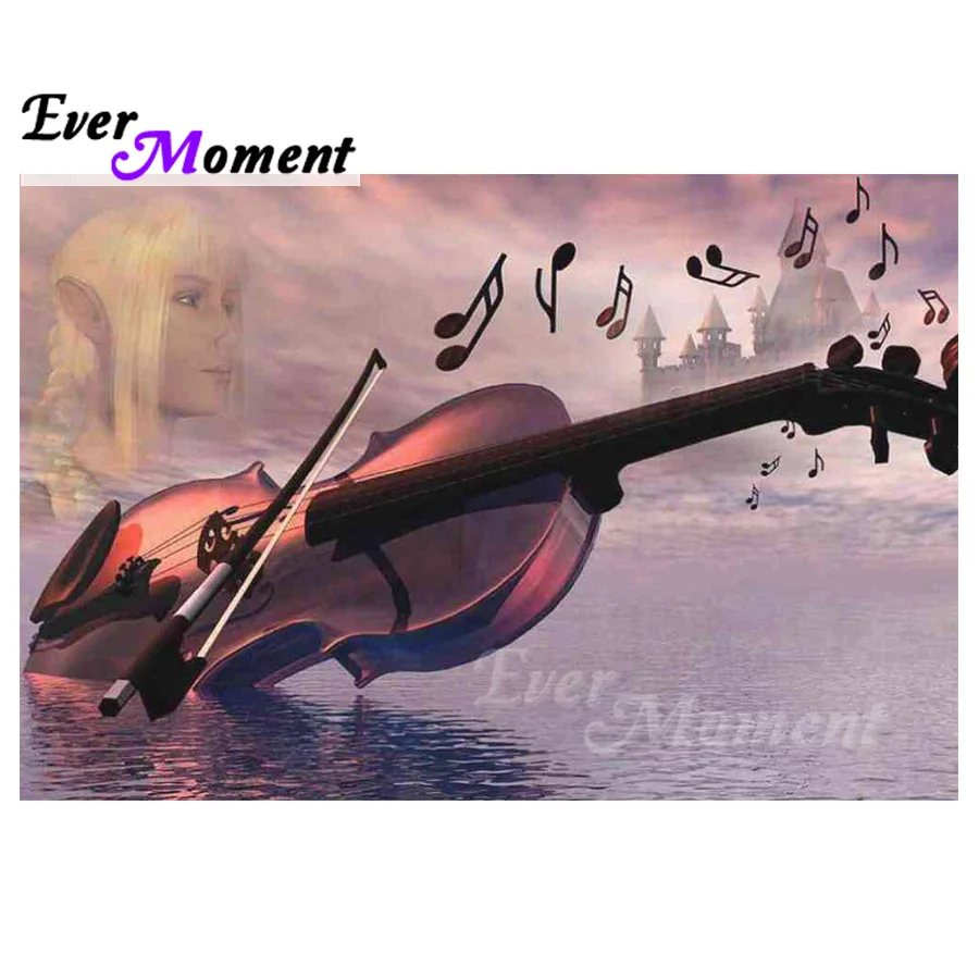 

Алмазная 3D картина с изображением скрипки, девушки, замка, Квадратные бусины, Картина на холсте, искусство, хобби, комната, мозаика, украшени...