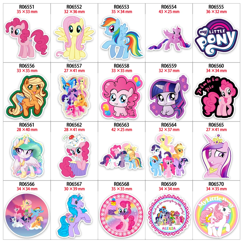

Cute My Little Pony Horse Acrylic Flatback Resin Printed 10pcs/lot for Earring Keychains DIY Decorations Accessories