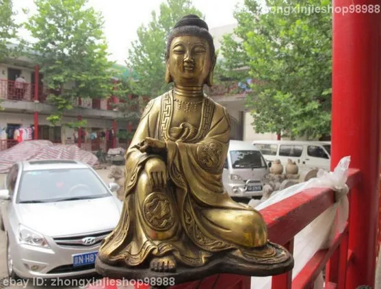 YM 311 10 &quotтибетский буддизм Бронзовый Gild Eight Treasure Kwan yin статуя Бодхисаттвы|Статуи и