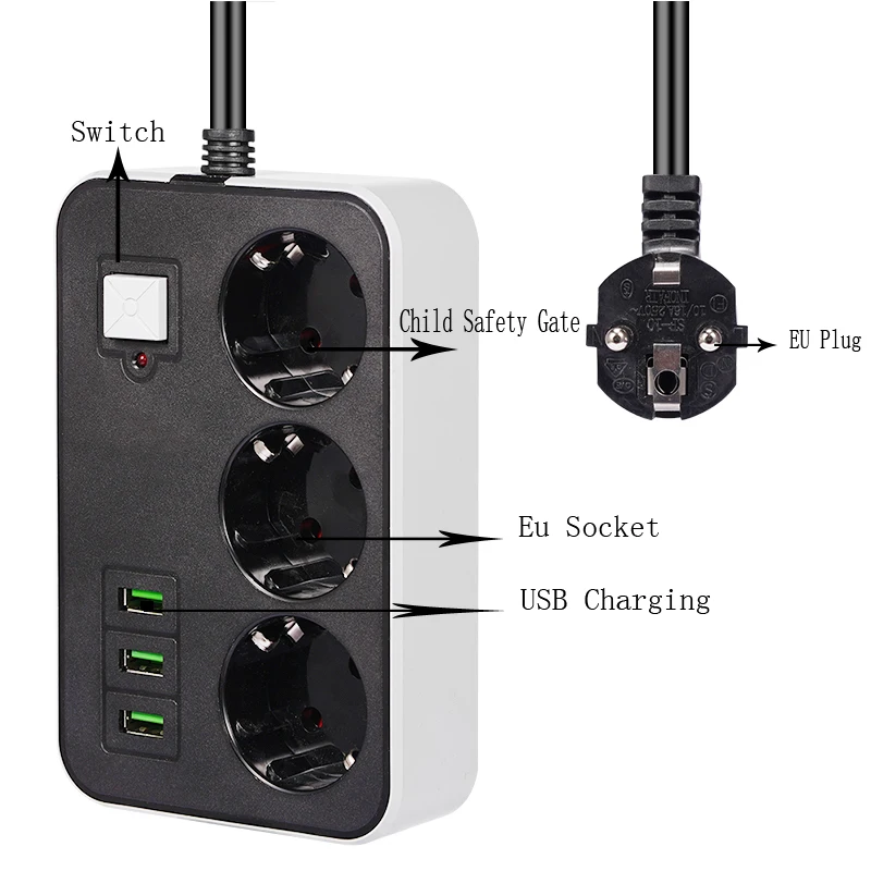 Удлинитель с 2 розетками и 3 Usb-портами 1 8 м | Строительство ремонт