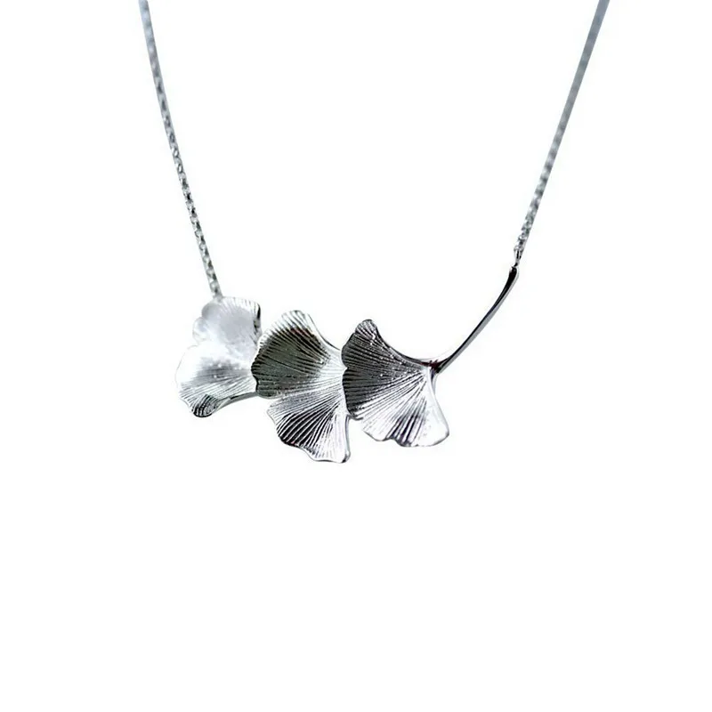 Kindey Boho Silver Color Ginkgo Biloba Leaf Necklaces For Women Girls Gifts Statement Charm Pendant Collar | Украшения и