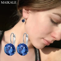 maikale 10mm colorful zirconia small stud earrings for women gold silver plated crystal earrings new fashion jewelry charm gifts
