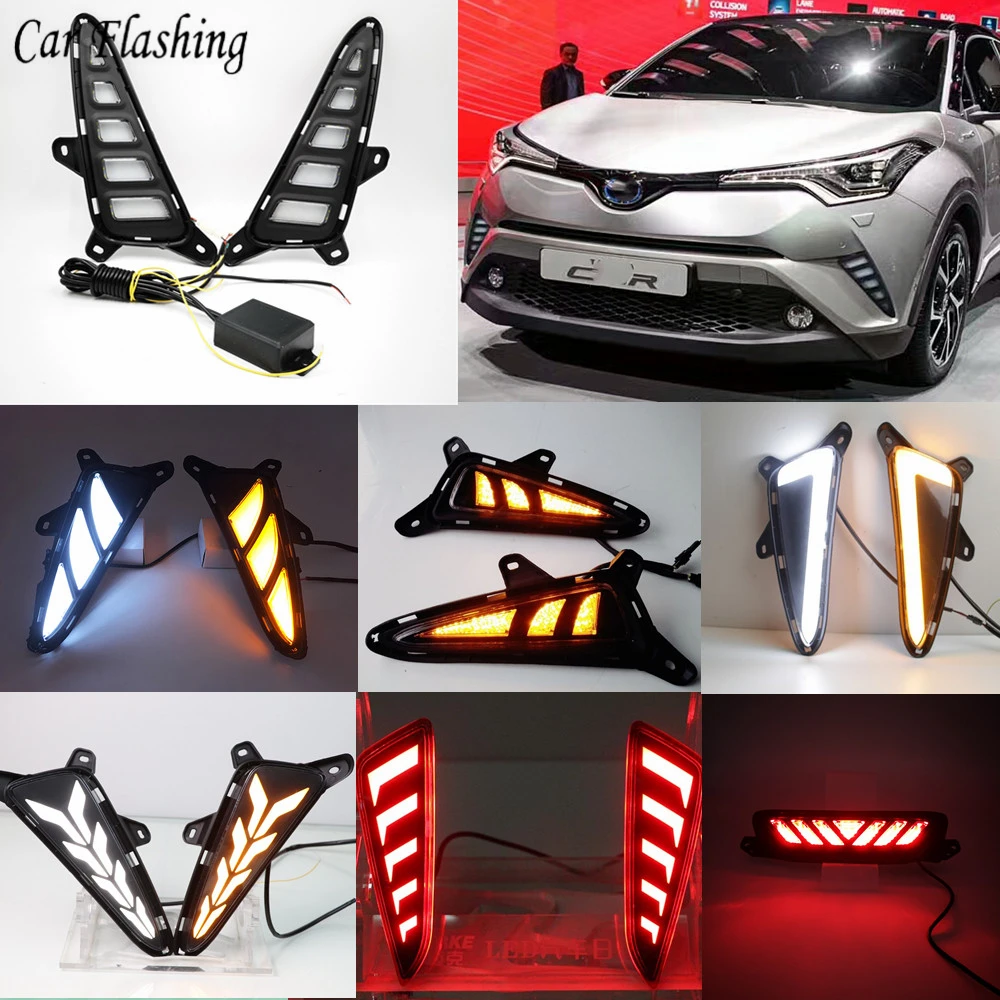 1 комплект светодиодный дневные ходовые огни для Toyota C HR ЧР 2016 2017 2018 2019 светильник