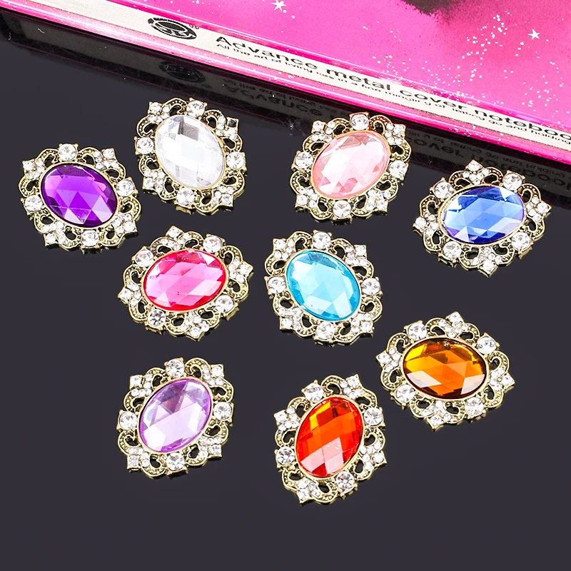 2015new 50 шт. Овальный Акрил со стразами Пуговицы Flatback украшение кнопка DIY аксессуары