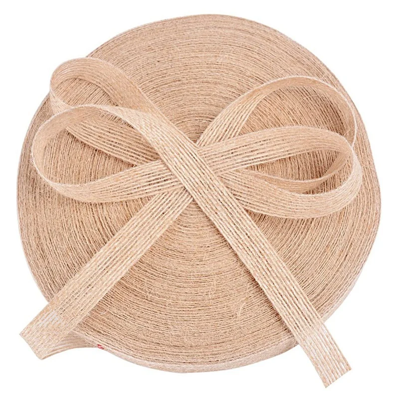 

Natural Burlap Fabric with Beautiful Burlap Ribbon Wedding Event Party and Home Decoration Long 100 Yards Wide 1.5cm