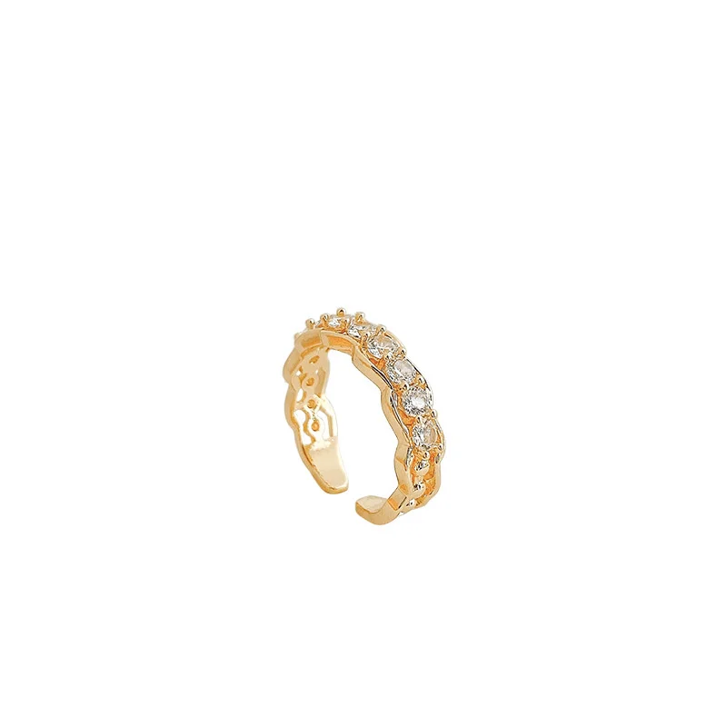 

Hot Sale Jewelry Korean Design Zircon Women's Fashion Finger Opening Adjustable Inlay Female Vintage Party Ring for Girls