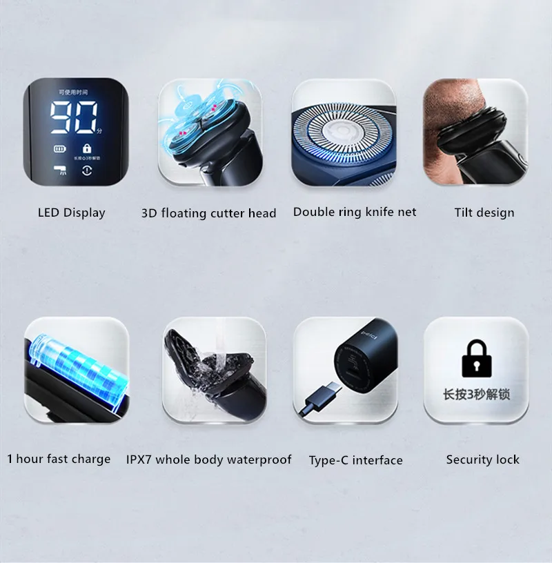 Бритва Мужская аккумуляторная с ЖК-дисплеем IPX7 | Бытовая техника