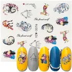 Волчья наклейка для дизайна ногтей водная наклейка слайдер цветок слон леопард тигр животные серия переводка маникюр Дизайн ногтей украшение