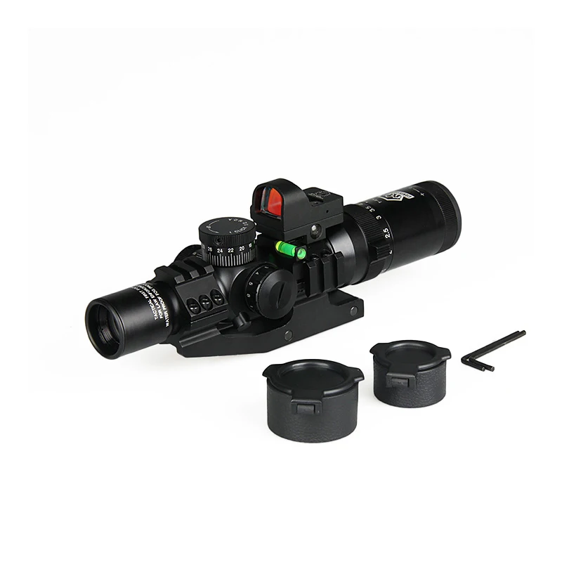 Canis Latrans 1-4x24 IRF прицел + 2MOA 1X мини Красный точка зрения пузырьковый уровень 30 мм