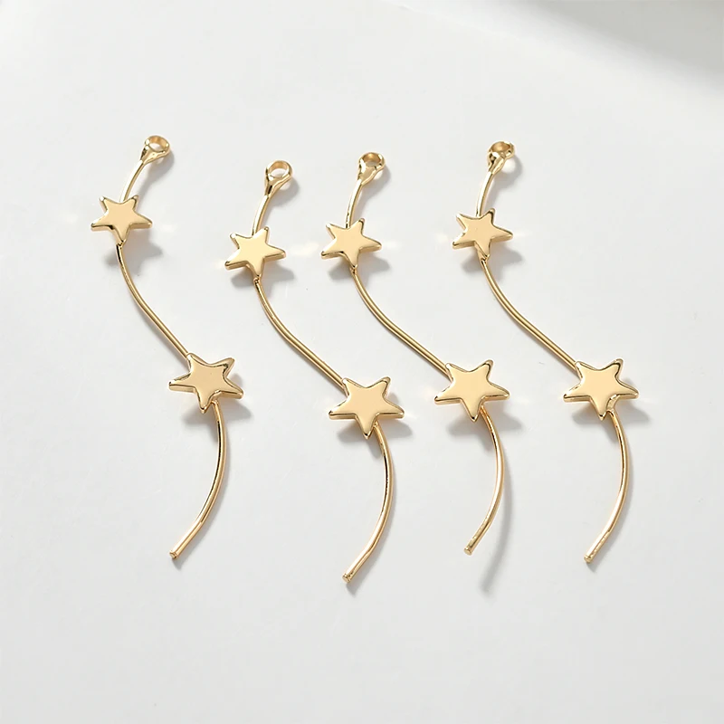 Серьги подвески S образные с медным покрытием и изогнутыми звездами|Ювелирная