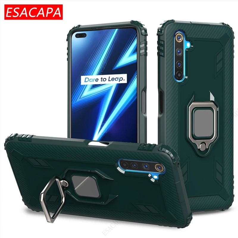 shockproof carbon fiber soft phone case for oppo realme 7 pro 5i 6i tpu ring stand holder case for realme x3 superzoom x2 pro xt free global shipping