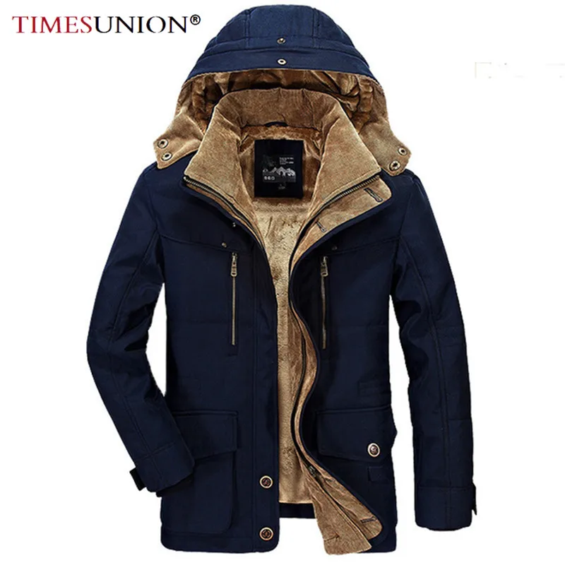 

-20 Degree Winter Jacket Men Parka Thicken Coat Fleece Warm Windbreaker Men Hooded Collar Removable Fleece Liner Parkas Coat