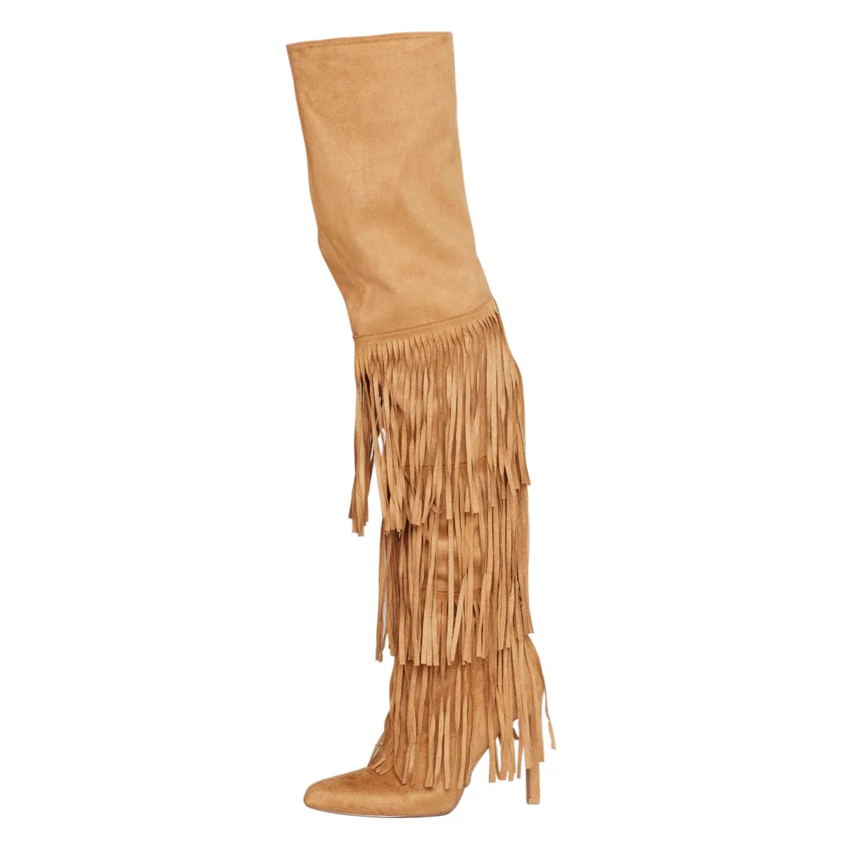 

Women's Over-the-knee Boots Brown Knee Length Tassel Super High Heeled Thin Heels Thigh Boot Shoes Woman Femmes Chaussures Botas