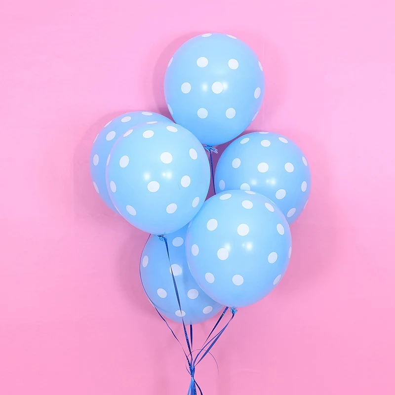 light blue dot 10pcs Детские Мультяшные вечерние шары на день рождения с изображением милой пчелки, латексные шары, флаги, игрушки на день рождения детей - Цвет: light blue dot 10pcs