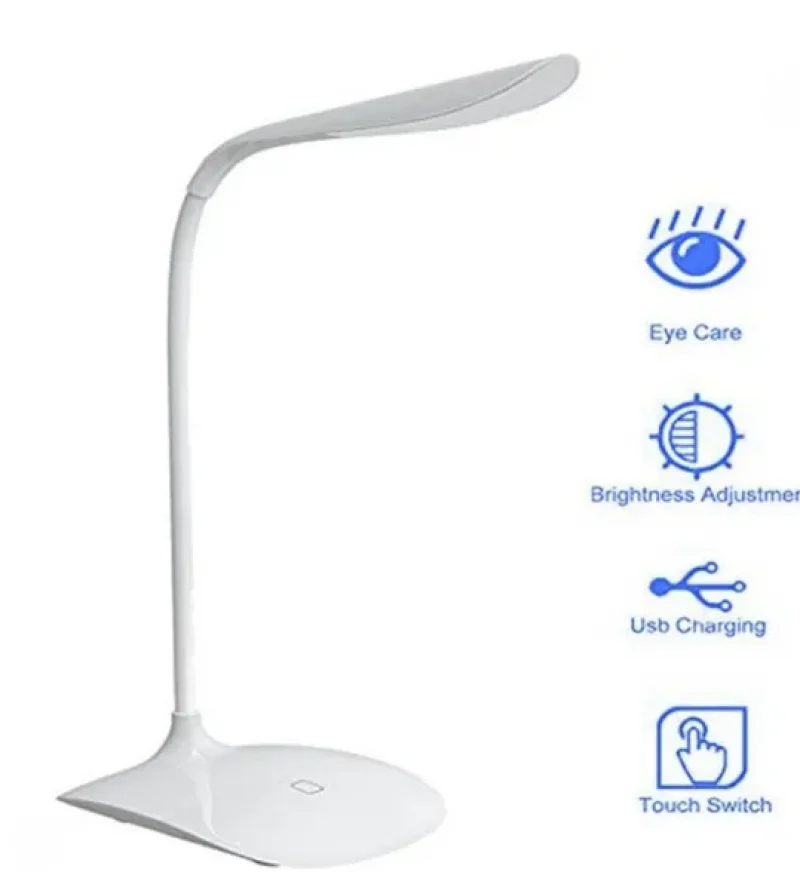 

LED Three-Speed Touch Dimming Reading Lamp USB Charging Plug-in White Warm Eye Protection Student Table Light Study Night Light