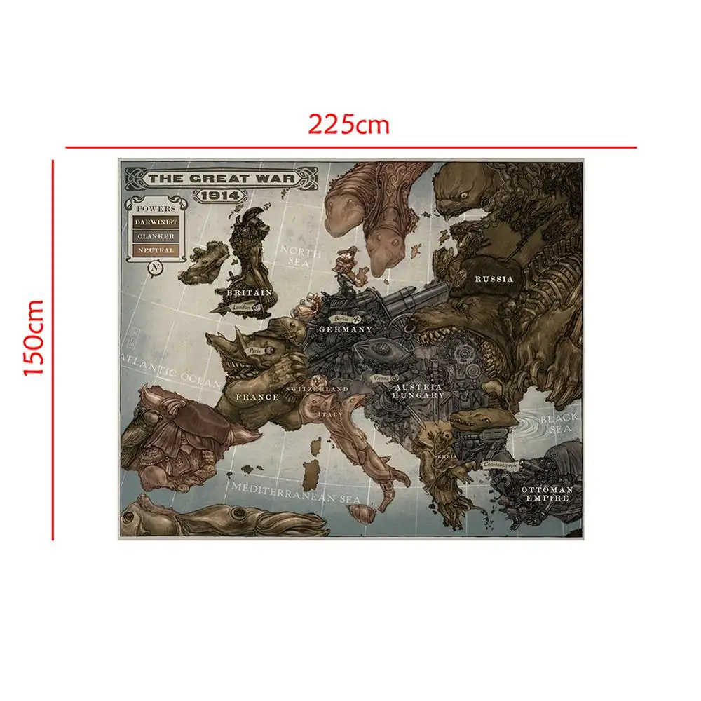 150x225 см Нетканый офисный Декор для дома карта Великая война 1914 истории Европы WW1