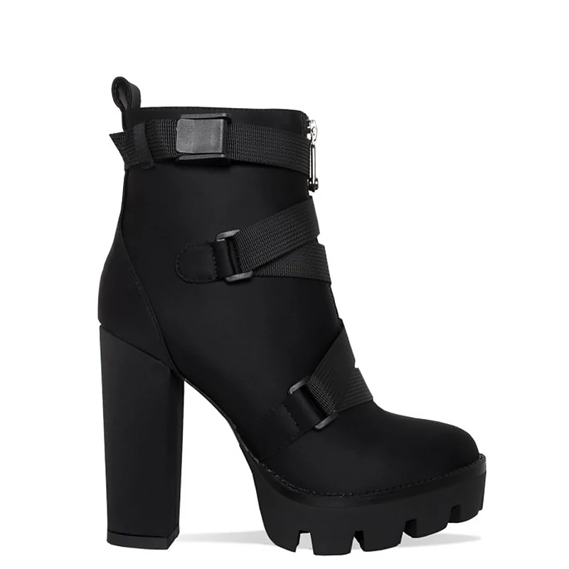 Модные Демисезонные ботильоны на платформе женские ботинки и толстом каблуке 12