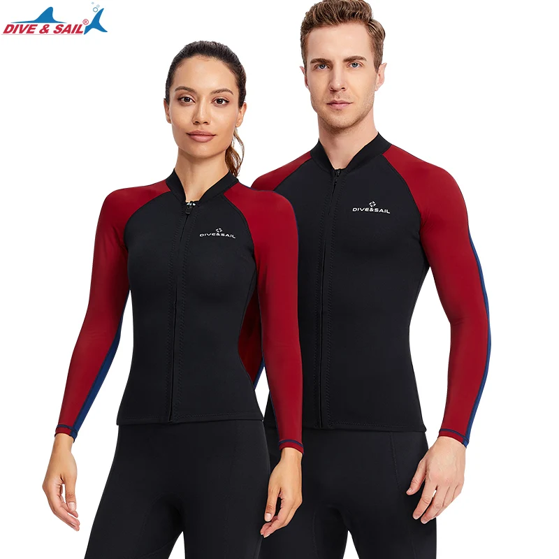 

Wetsuits Top Jacket Mens Women 1.5mm Neoprene Shirt with Lycry Long Sleevet Front Zip Sports XSPAN for Scuba Diving Surf Swim