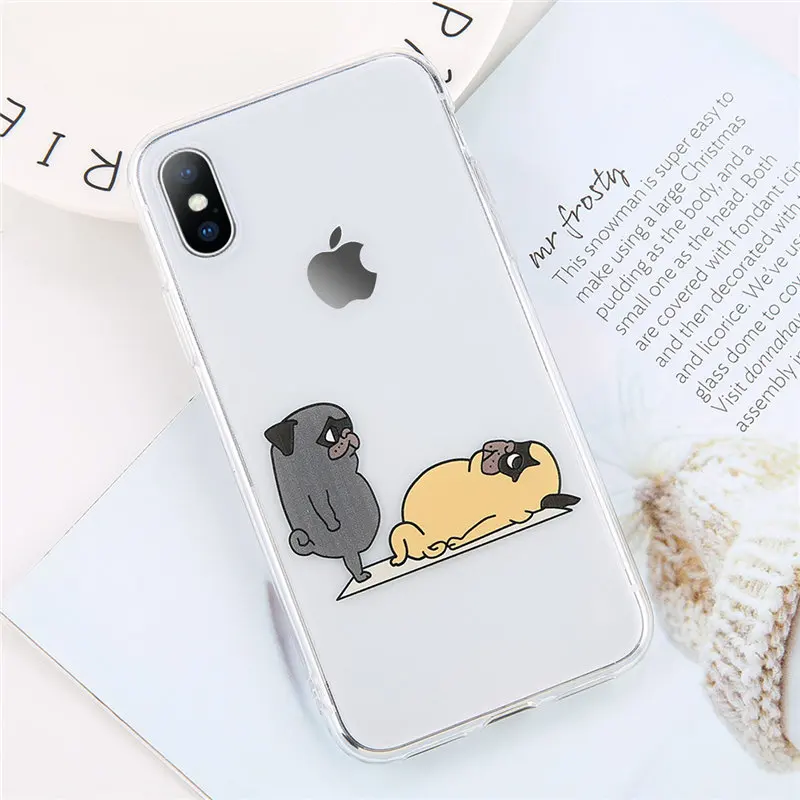 AC4340 Clear USLION мультяшный чехол для телефона для iPhone X Xs Max XR 11 Pro Max Забавный чехол с рисунком собаки для йоги для iPhone 8 7 6 6 s Plus Мягкий чехол из ТПУ - Цвет: AC4340 Clear