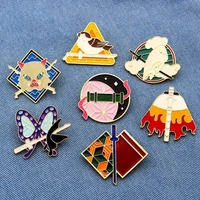 demon slayer kimetsu no yaiba metal enamel pin anime pins badges for clothes bag shirt hat decorative cosplay prop jewelry