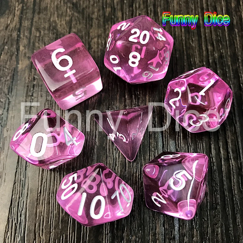 7 шт./компл. прозрачные Кристальные кости набор D4, d6, d8, d10, d10%, d12, d20 для Настольная игра ролевые игры в кости, красный