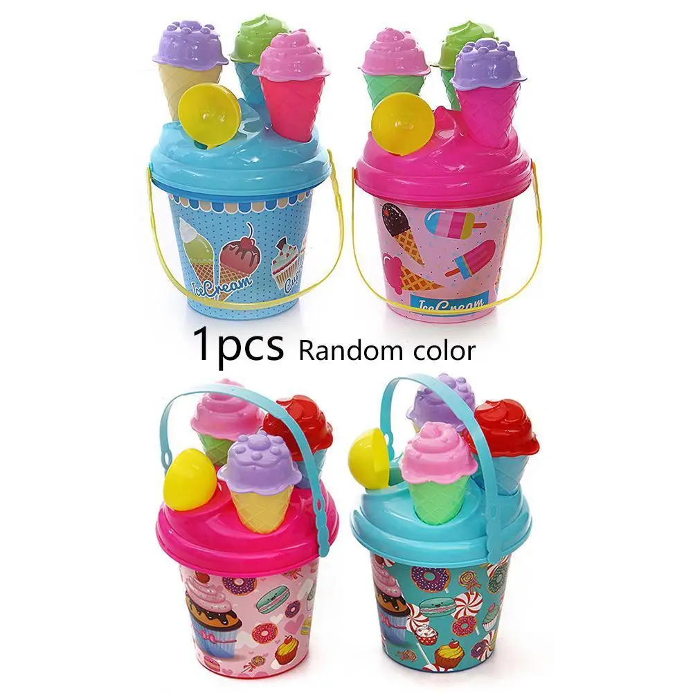 

1 Set Ice Cream Bucket Model Play Sand Shovel Toys Random Color Summer Children Outdoor Beach Sandpit Play Game Cartoon Toy Gift