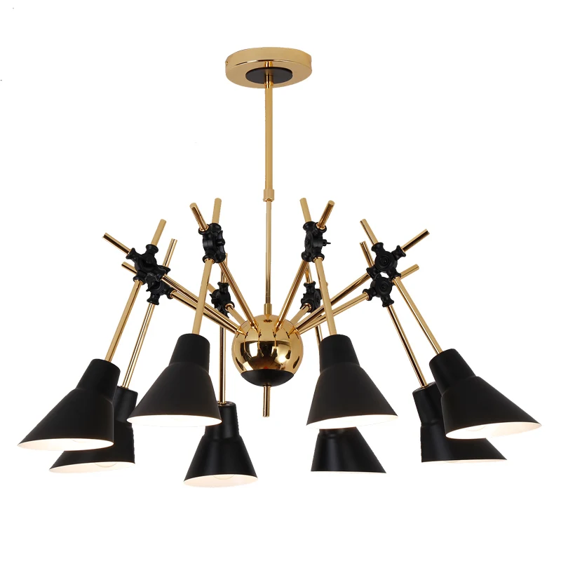 구매 북유럽 포스트 모던 미니멀리스트 스파이더 샹들리에 크리 에이 티브 단철 거실 다이닝 바 바 멀티 헤드 샹들리에 키즈 룸