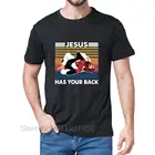 Забавная винтажная Мужская футболка JIU JITSU с принтом Иисуса на спине, Кристиан сатана, с коротким рукавом, 100% хлопок, футболка большого размера, подарок для женщин