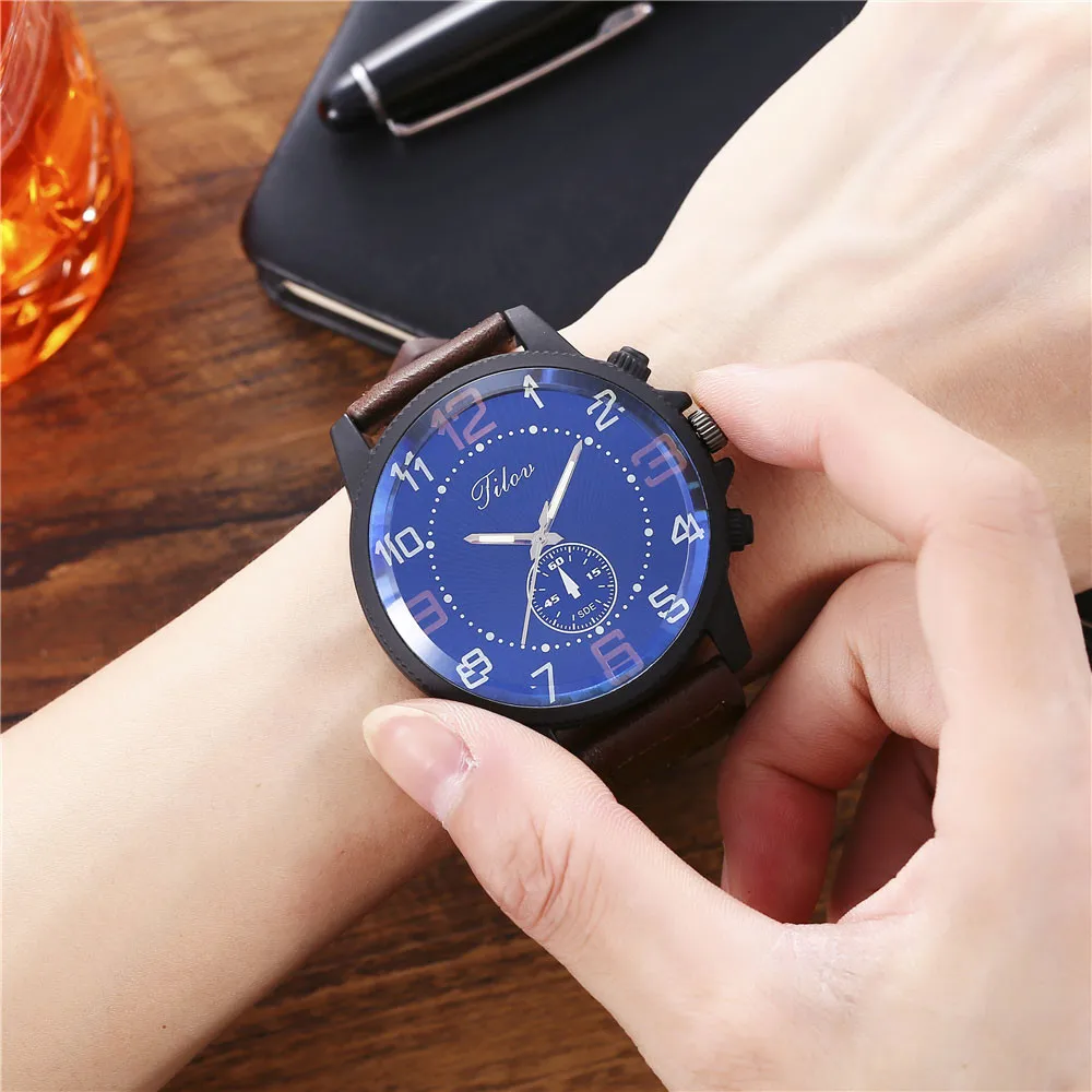 Мужские часы JILOU модные мужские женские с арабскими цифрами циферблатом кожаным