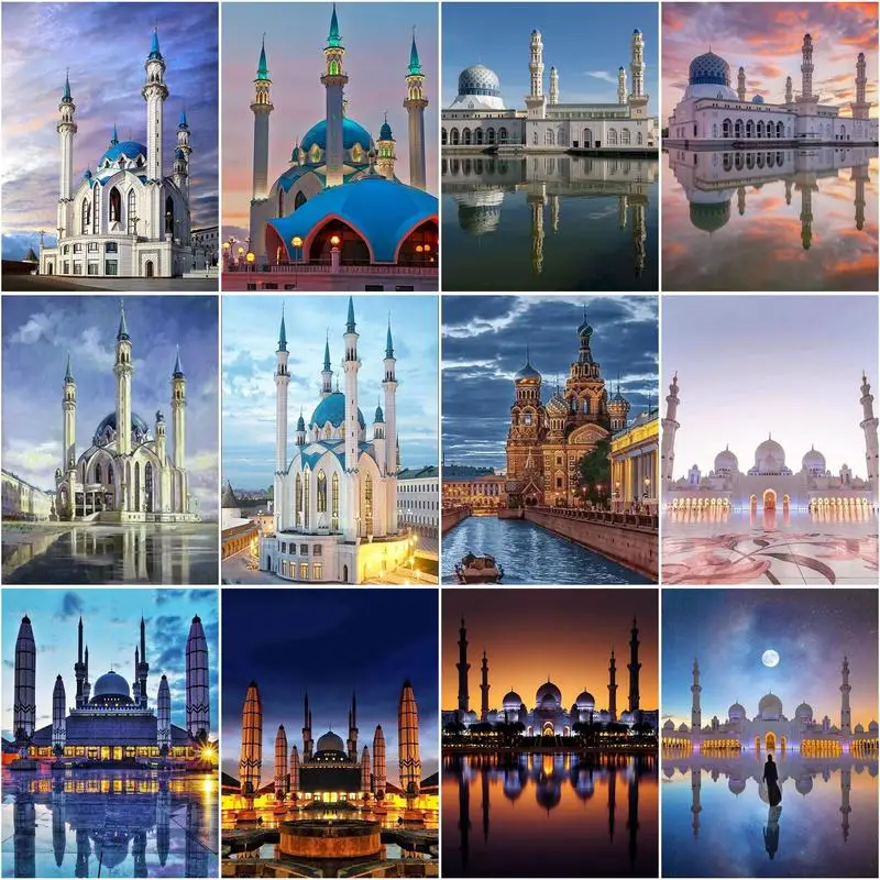 

CHENISTORY Frame Picture Diy Oil Painting By Numbers Kits Castle Scenery Acrylic Wall Art Home Decors Coloring By Numbers For Di