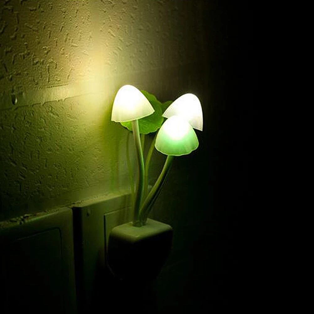 

Kids Room Control Auto Light Sensor Led Color Change Night Light Mushroom Lamp 220V EU/US Plug Colorful Led Night Lights