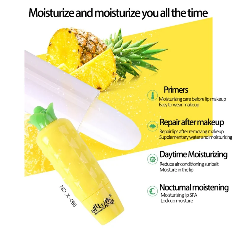 Ананасовый бальзам для губ увлажняющий гладкий с тонкими линиями осветляет цвет