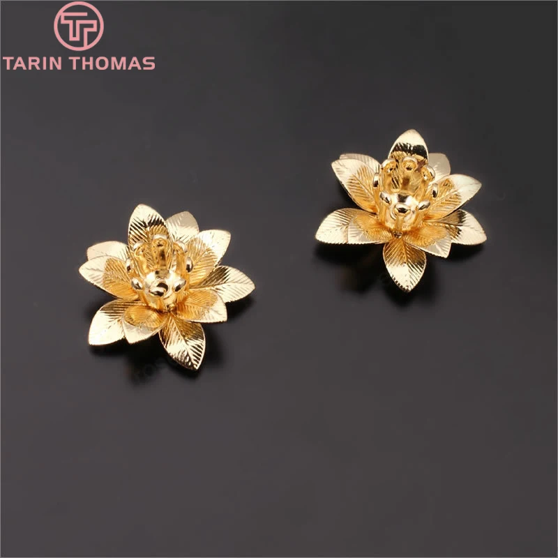 

10PCS 15MM,height 6MM 24K Gold Color Plated Brass 3D Flowers Beads Caps Diy Jewelry Findings Earrings Accessories