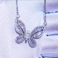huami fashion butterfly necklace lady silver chain jewelry for women gift for girlfriend collares para mujer pendant necklace