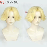 anime tokyo revengers seishu inui light golden short cosplay wig heat resistant halloween party wigs free wig cap