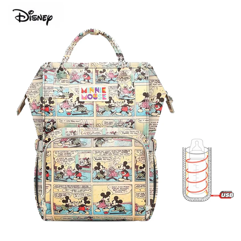 Лимонно-желтый Disney, сумка для мамы, женская, многофункциональная, подгузник, детская, USB, бутылка, изоляция, сумка для беременных, большая емкость, рюкзак для подгузников, красный - Цвет: Лимонно-желтый