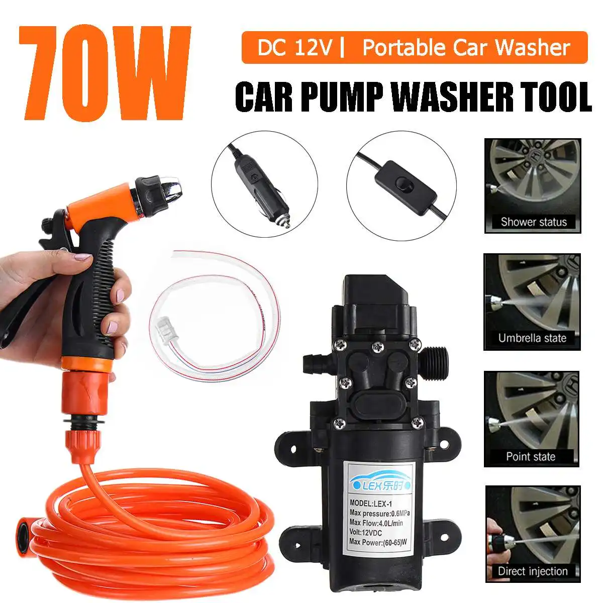 

Car Wash 12V Car Washer Gun Pump High Pressure Cleaner Car Care Portable Washing Machine Electric Cleaning Auto Device