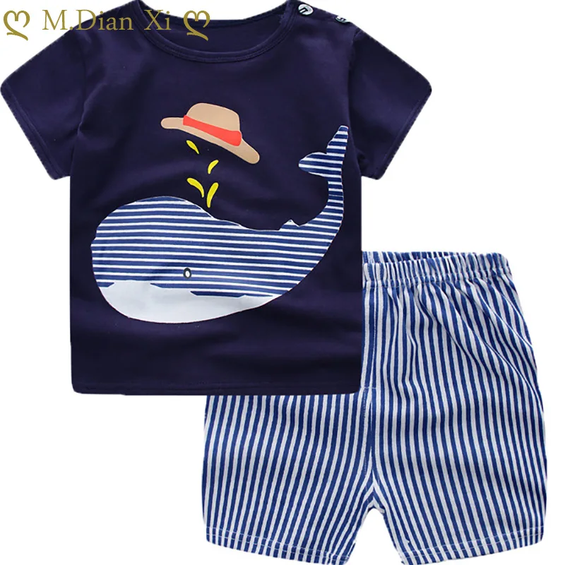 

Летняя детская одежда с коротким рукавом для мальчиков и девочек, хлопковое нижнее белье, костюм для детей, комплекты одежды для малышей, Од...