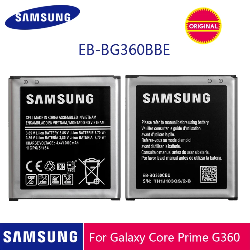 Samsung телефон батарея EB-BG360BBE 2000 мАч для samsung Galaxy Core Prime G360 G361 G360V G3608 G360H батареи