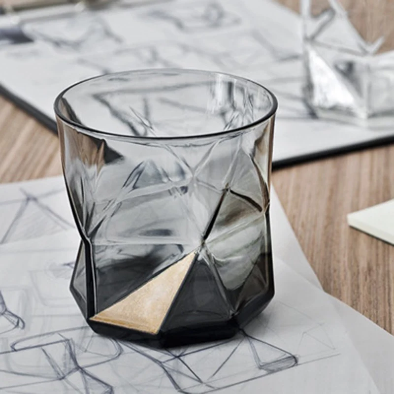 

Set of 2 creative geometric shaped fashion home morning water juice glass party whiskey shot wine glass cups GLA-43