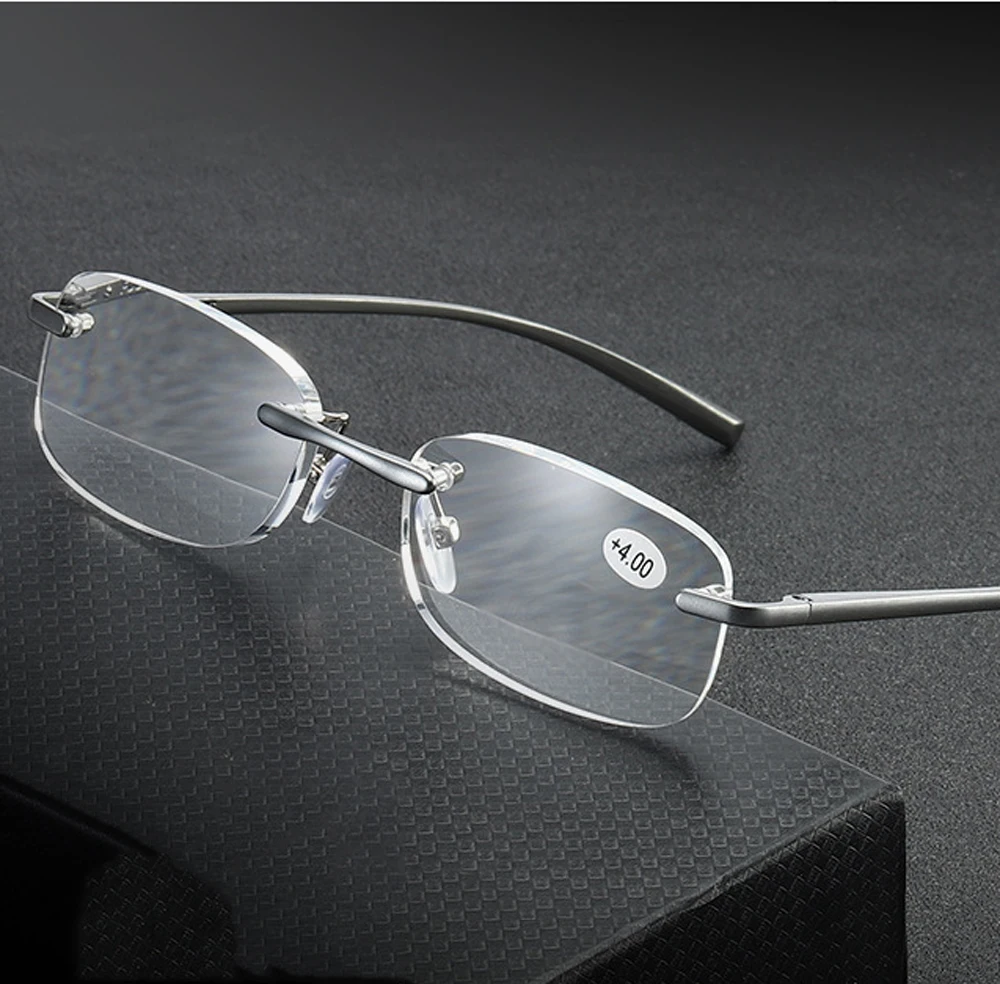 

Для женщин мужчин алюминиево-магниевого сплава рамки Высокое качество Сверхлегкий коммерческих очки для чтения без оправы + 0,75 + 1 + 1,25 + 1,5 + 1,...