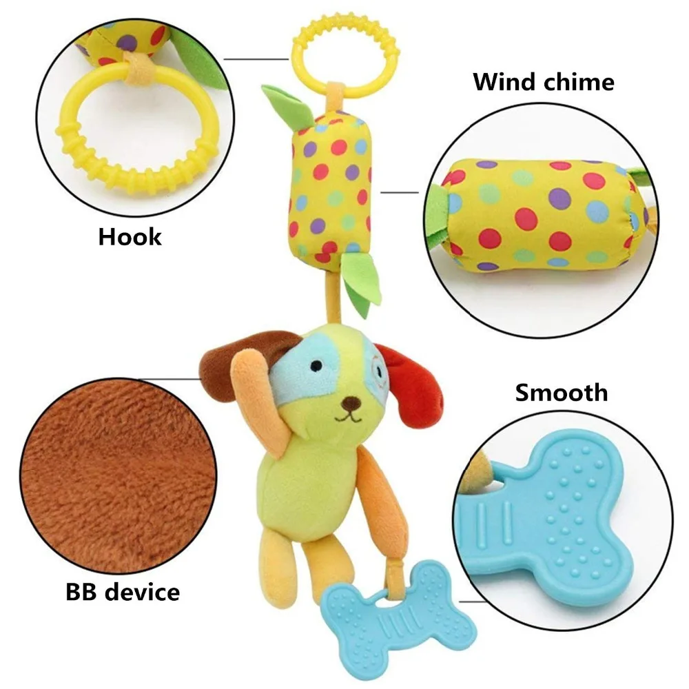 Baby Rattles Toys Newborn Stroller Hanging Crinkle Plush Animal Wind Squeaky Educational Toddler Car Seat Crib Decorate | Игрушки и